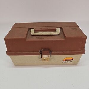Vtg Plano Tackle Box Model 6303 Fishing  Brown Beige‎ 3 Tray Very Good Condition